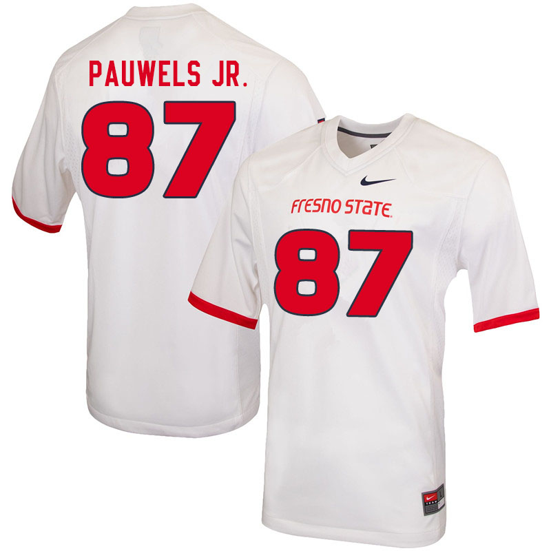 Men #87 Raymond Pauwels Jr. Fresno State Bulldogs College Football Jerseys Sale-White - Click Image to Close